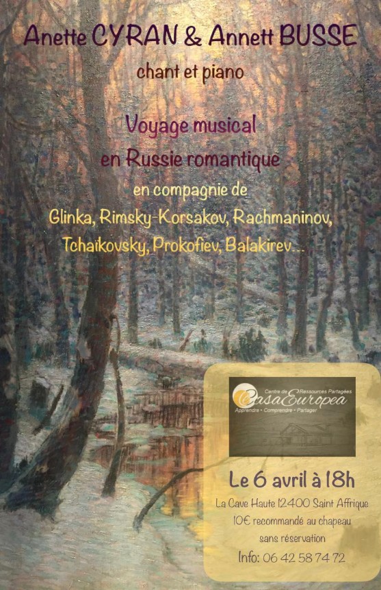 Concert 'Voyage musical en Russie romantique' à CasaEuropea le 6 avril 2025 à 18h