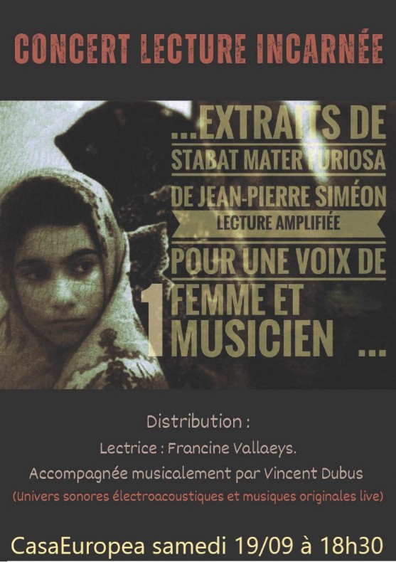 Concert-Lecture Stabat Mater Furiosa à CasaEuropea le samedi 19 septembre 26