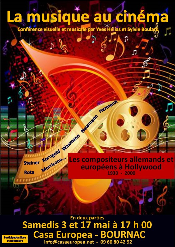 Conférence 'La musique au cinéma' à CasaEuropea les 3 et 17 mai 2025 à 18h
