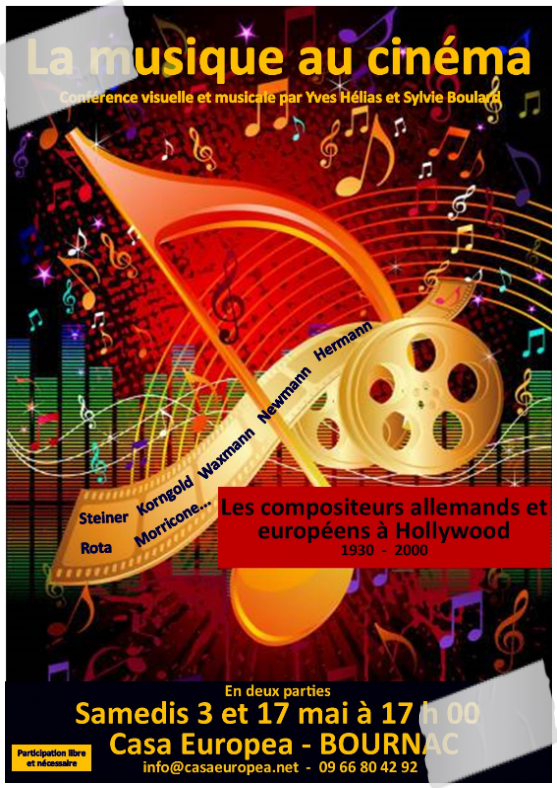 Conférence 'La musique au cinéma' à CasaEuropea les 3 et 17 mai 2025 à 18h