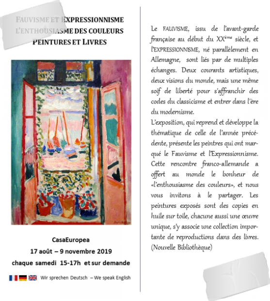 Exposition "Fauvisme et Expressionnisme" du 17 août au 9 novembre 2019 à la CasaEuropea