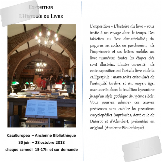 Exposition "L'Histoire du Livre" jusqu'au 28 octobre 2018