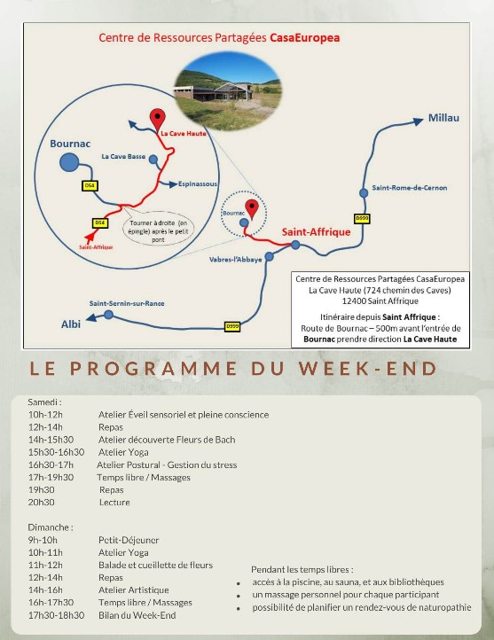 Week-end bien-être à la CasaEuropea le 28 et 29 septembre 2024