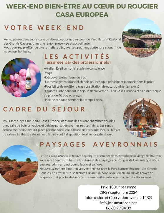 Week-end bien-être à la CasaEuropea le 28 et 29 septembre 2024