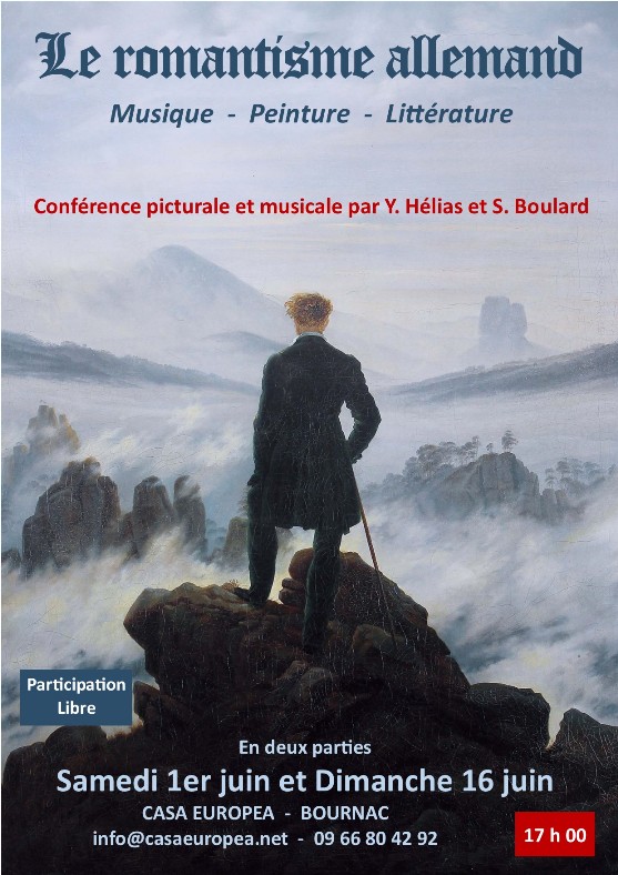 Conférence picturale et musicale "Le romantisme allemand" le 1er juin et le 16 juin à la CasaEuropea