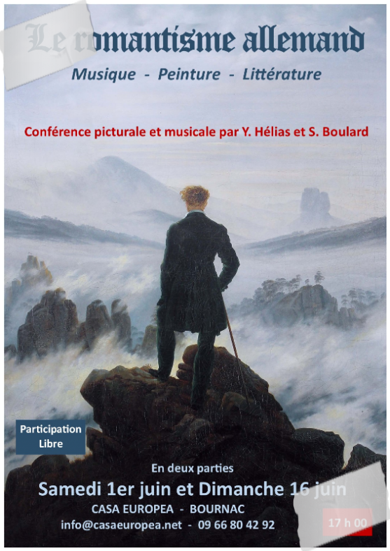 Conférence picturale et musicale "Le romantisme allemand" le 1er juin et le 16 juin à la CasaEuropea