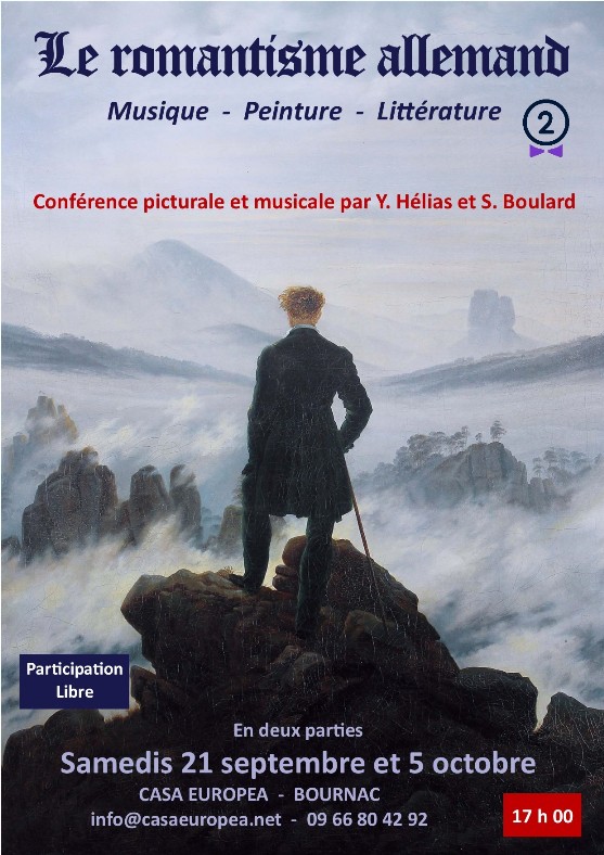 Conférence picturale et musicale "Le romantisme allemand" v2 le 21 septembre et le 5 octobre à CasaEuropea